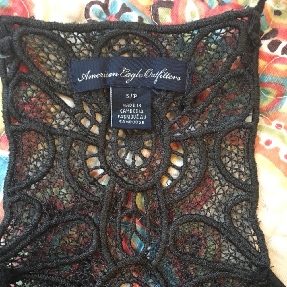 AE black ruffle strap top